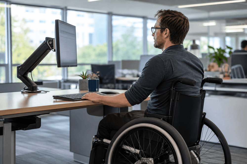 Accessible ergonomic workplace accommodation setup